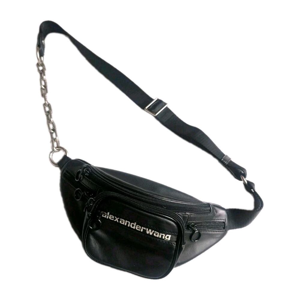 Alexander Wang Black Leather Belt Bag Fanny Pack Chain Crossbody Attica $725